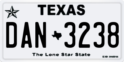 TX license plate DAN3238