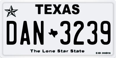 TX license plate DAN3239
