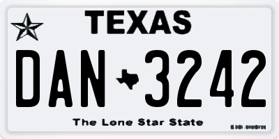 TX license plate DAN3242