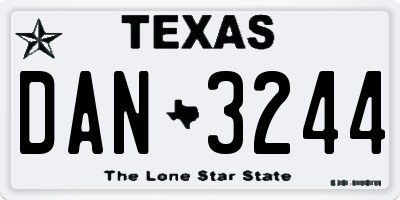 TX license plate DAN3244