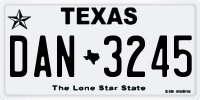 TX license plate DAN3245