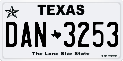 TX license plate DAN3253