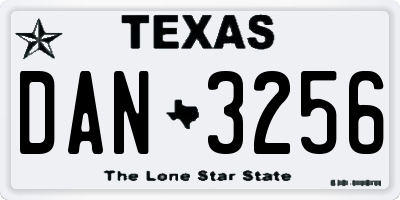 TX license plate DAN3256