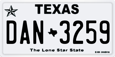 TX license plate DAN3259