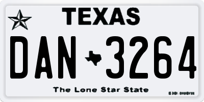 TX license plate DAN3264