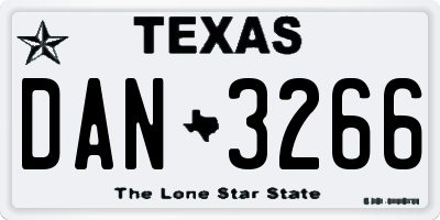 TX license plate DAN3266