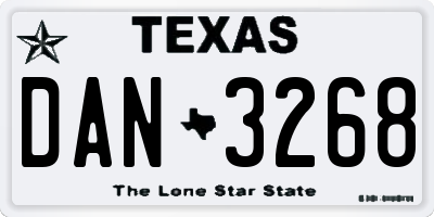 TX license plate DAN3268