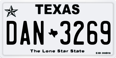 TX license plate DAN3269