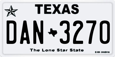 TX license plate DAN3270