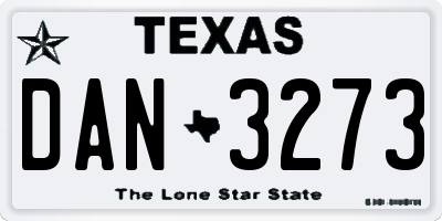 TX license plate DAN3273