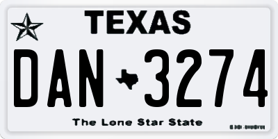 TX license plate DAN3274