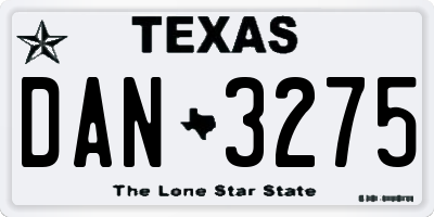 TX license plate DAN3275