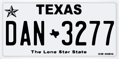TX license plate DAN3277