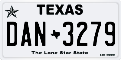 TX license plate DAN3279