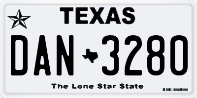 TX license plate DAN3280