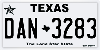 TX license plate DAN3283