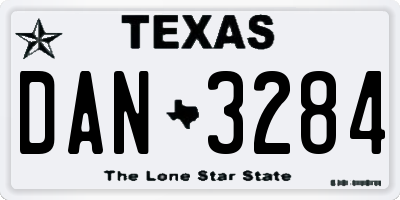 TX license plate DAN3284