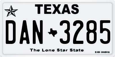 TX license plate DAN3285