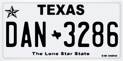 TX license plate DAN3286