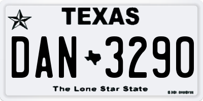 TX license plate DAN3290