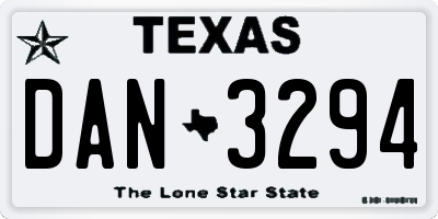 TX license plate DAN3294