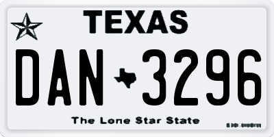 TX license plate DAN3296