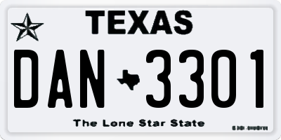 TX license plate DAN3301