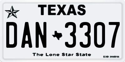 TX license plate DAN3307