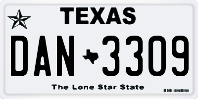 TX license plate DAN3309