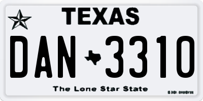 TX license plate DAN3310