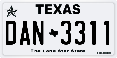 TX license plate DAN3311