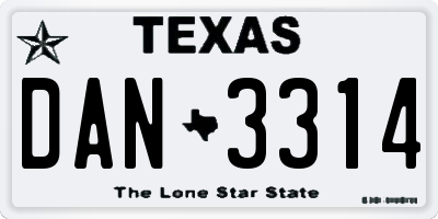 TX license plate DAN3314