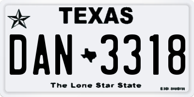 TX license plate DAN3318