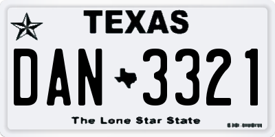 TX license plate DAN3321