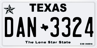 TX license plate DAN3324
