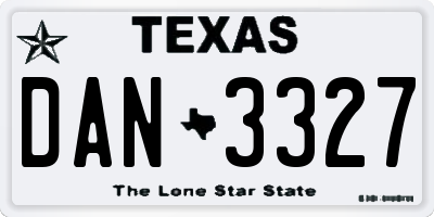 TX license plate DAN3327