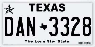 TX license plate DAN3328