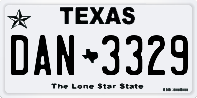 TX license plate DAN3329