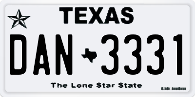 TX license plate DAN3331