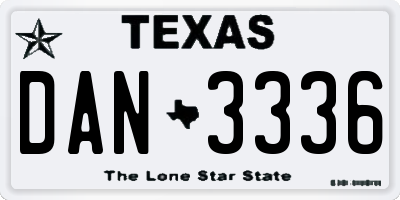 TX license plate DAN3336