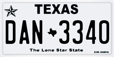 TX license plate DAN3340
