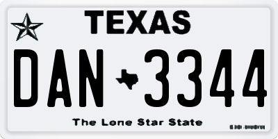 TX license plate DAN3344
