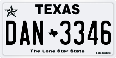 TX license plate DAN3346