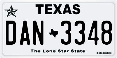 TX license plate DAN3348