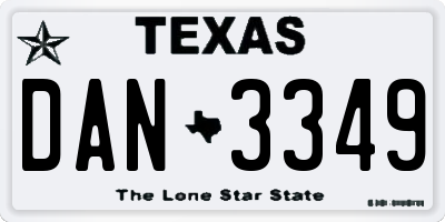 TX license plate DAN3349
