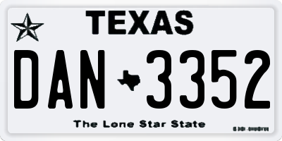TX license plate DAN3352