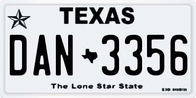 TX license plate DAN3356