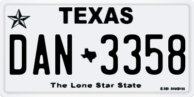 TX license plate DAN3358