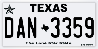 TX license plate DAN3359