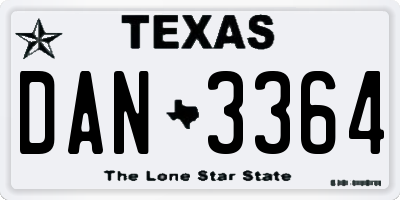 TX license plate DAN3364
